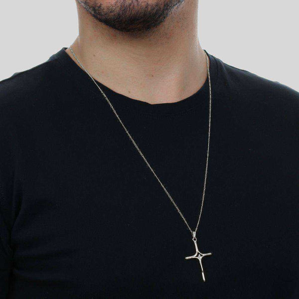 Pingente Crucifixo Masculino Prateado Ródio Branco - Belice Joias
