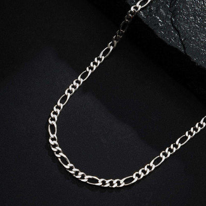 Corrente Masculina Prateada Elo 3 por 1 3mm Ródio - Belice Joias