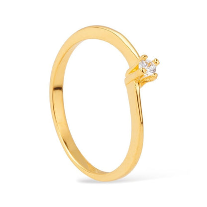 Anel Solitário Feminino Zircônia Banhado a Ouro 24K - Belice Joias