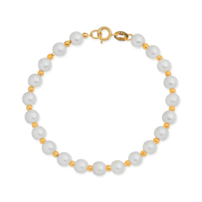 Pulseira Dourada de Pérolas Banhada a Ouro 24K - Belice Joias