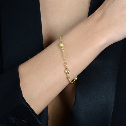 Pulseira Elo Português com Esferas Banhada a Ouro 24K - Belice Joias