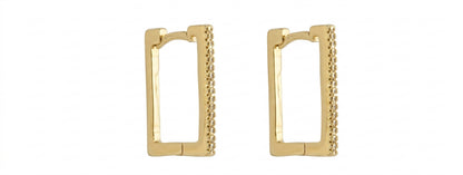 Brinco Mini Argola Geométrica Cravejada Zircônia Ouro 18k Veri