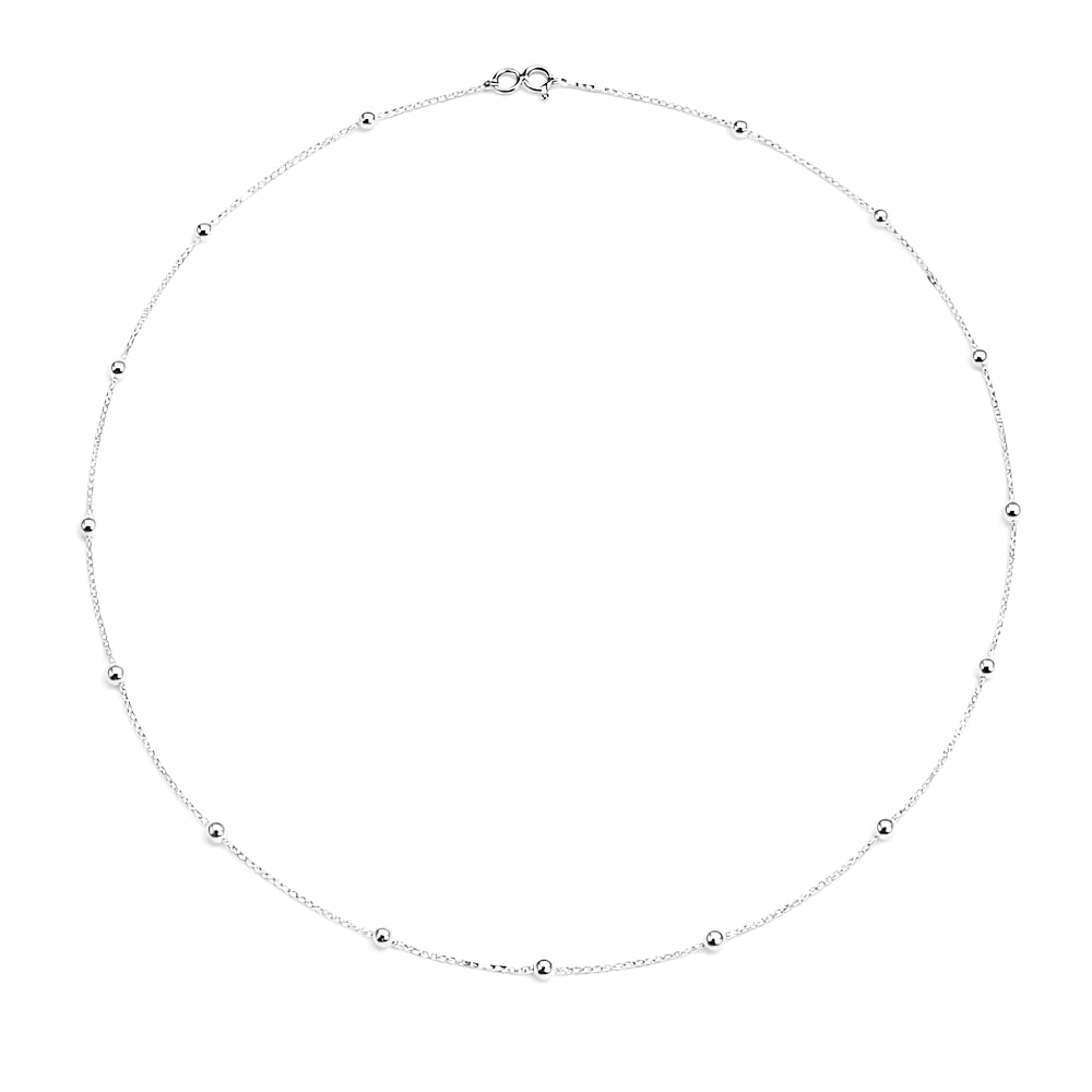 Sterling Silver Venetian Chain with Mini Beads 45cm